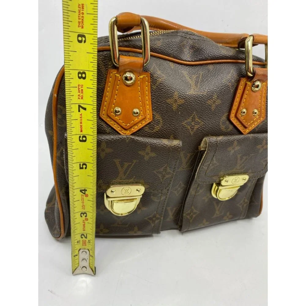 Authentic Louis Vuitton Manhattan PM Brown Tote Handbag w Cert